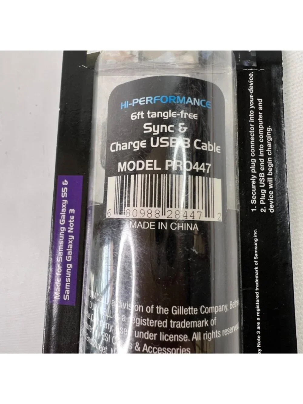 New Duracell PRO440 Micro USB Charge Sync Cable Samsung Galaxy S5 & Note 3